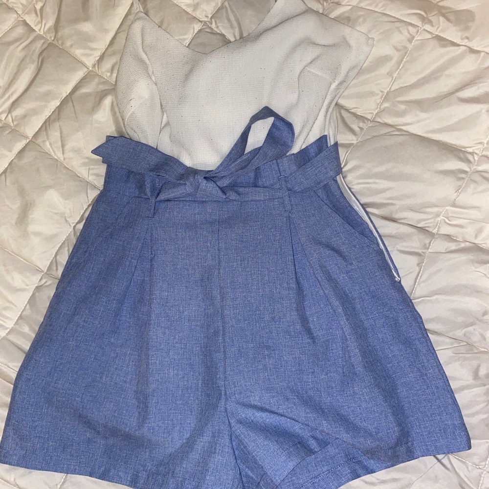 &merci blue and white romper